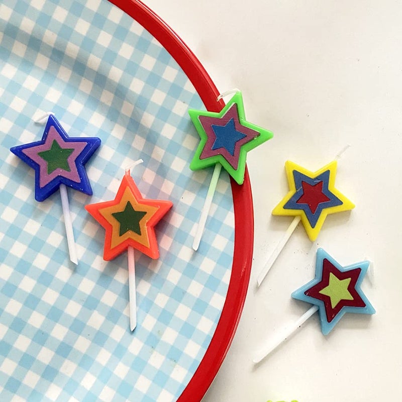 Aprildecember Mixed Star Candles, Multi-Color Cake Candle Toppers for Birthday Baby Shower Party Wedding Cake Decoration Supplies (Pack of 5) - Image 3