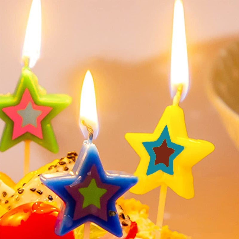 Aprildecember Mixed Star Candles, Multi-Color Cake Candle Toppers for Birthday Baby Shower Party Wedding Cake Decoration Supplies (Pack of 5) - Image 2