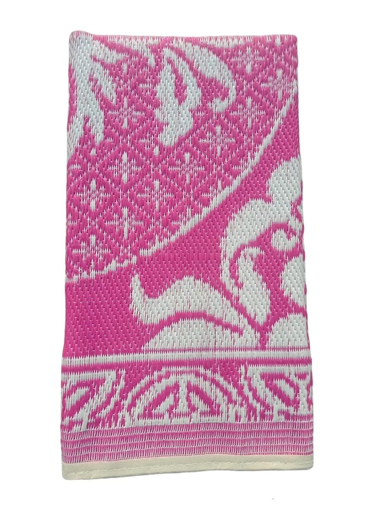 Jayam Traditional سجادة بلاستيكية تقليدية داخلية وخارجية من جايام 6 × 4 وردي - Image 1