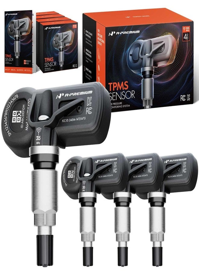 أ-بريميوم مستشعرات مراقبة ضغط الإطارات A-Premium TPMS مبرمجة مسبقًا (4 قطع) - متوافقة مع سيارات تويوتا، لكزس، وسيون - أفالون، كامري، كورولا، هايلاندر، بريوس، راف 4، ياريس، سلسلة ES LS GS - 315 ميجاهرتز - Image 1