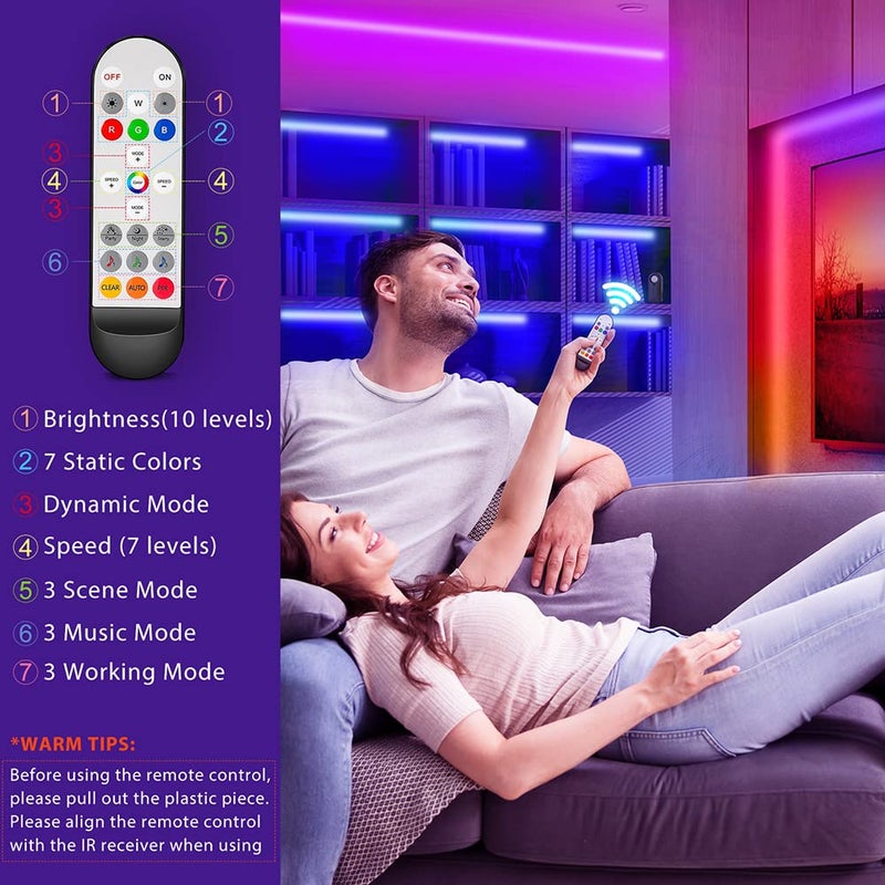 Wefomey RGB Under Cabinet Lights with Motion Sensor, 6 Pre-Cut LED Strip Lights with Remote Control, Music Sync Color Changing Closet Lights, for Kitchen, Counter, Shelf, TV Backlight, Bookcase, 9.8ft - Image 4
