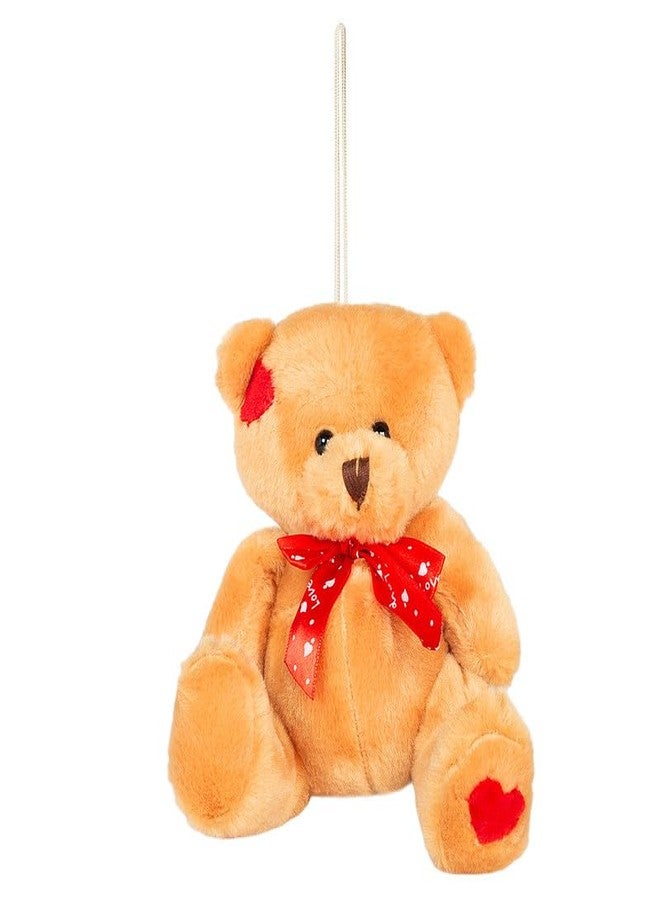 Archies Plush Soft Toy Bear with Red Ribbon (15 Cm) - Brown | Romantic Gifts | Perfect Gifting Item for Valentines Day | Romantic Gift for Girlfriend, Boyfriend, Couples 055593_Brown - Image 1