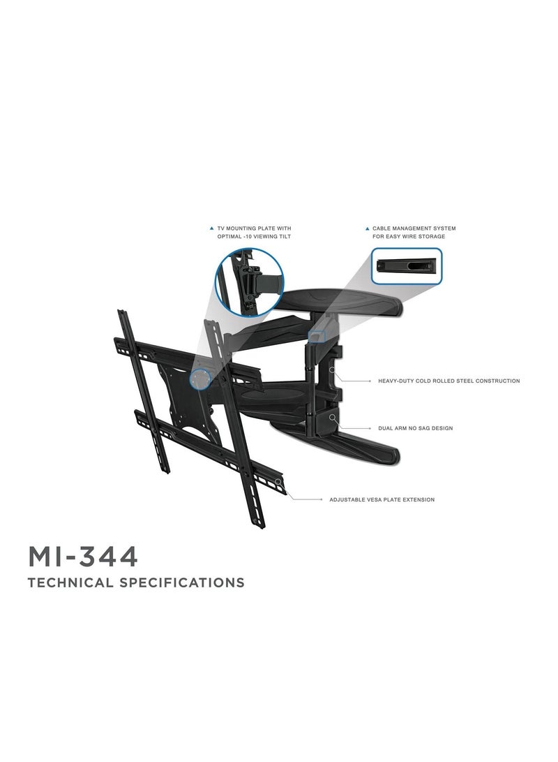 Full Motion Articulating TV Wall Mount for 32" to 70" LCD LED Plasma Flat Panel TVs, Curved TV Compatible, 110 lbs Capacity - Image 5