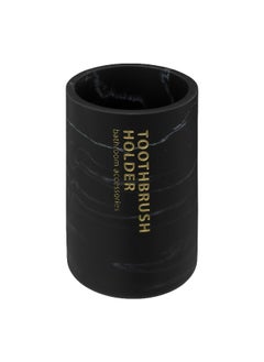 Five Simply Smart Marble Effect Tooth Brush Holder Tumbler Black 10.8 x 7.70 cm 160937B 