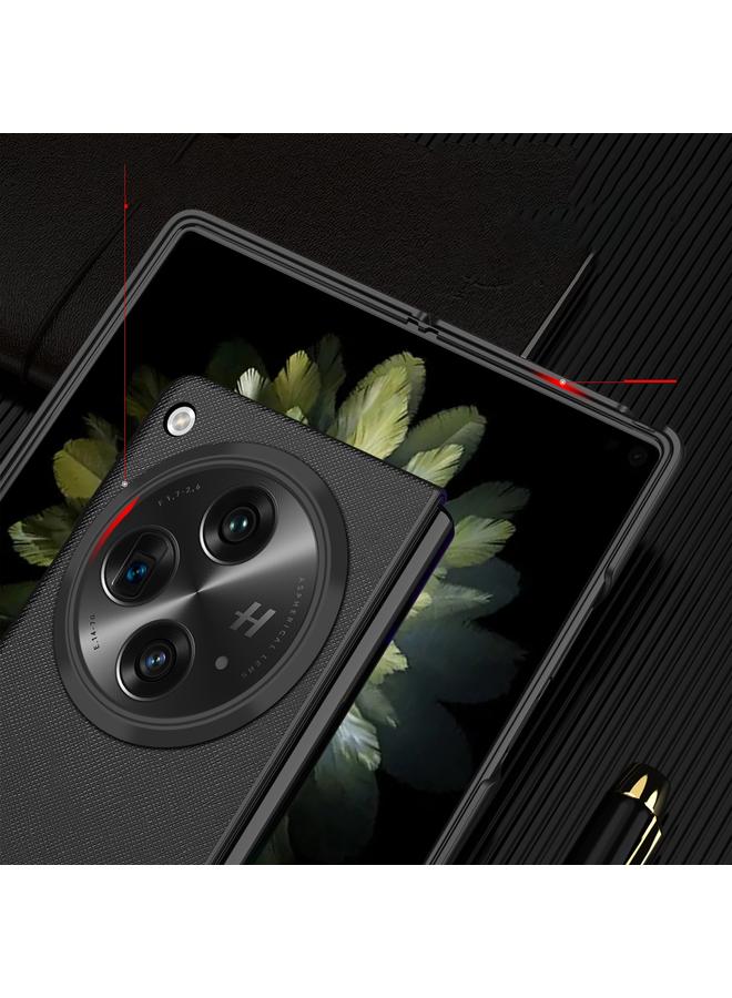 اس-توب جراب هاتف OPPO Find N3 مصنوع من الجلد المحبب المتقاطع ومضاد للصدمات - Image 5