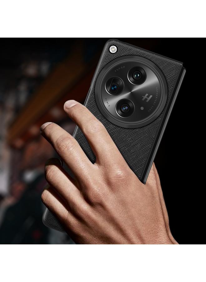 اس-توب جراب هاتف OPPO Find N3 مصنوع من الجلد المحبب المتقاطع ومضاد للصدمات - Image 3