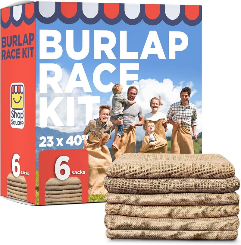 Shop Square Shop Potato Sack Race Bags, 23x40 - Set of 6, Fun Burlap Sacks for Kids & Adults, Perfect for Field Day, BBQs, Picnics, Parties & More - Image 1