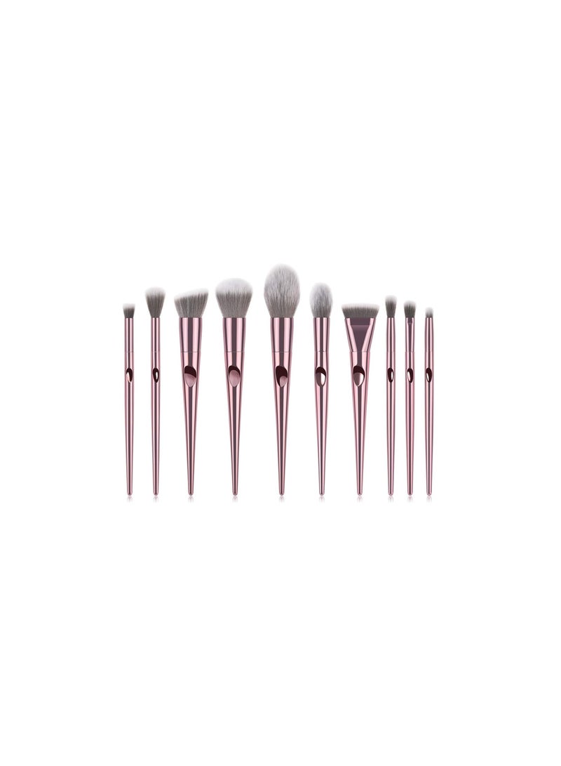 BLOOMING TIME 10-Piece Metal Makeup Multi use Brush Set Rose Gold - Image 1