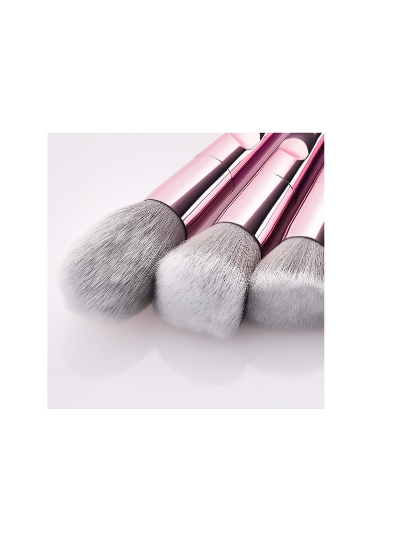 BLOOMING TIME 10-Piece Metal Makeup Multi use Brush Set Rose Gold - Image 3
