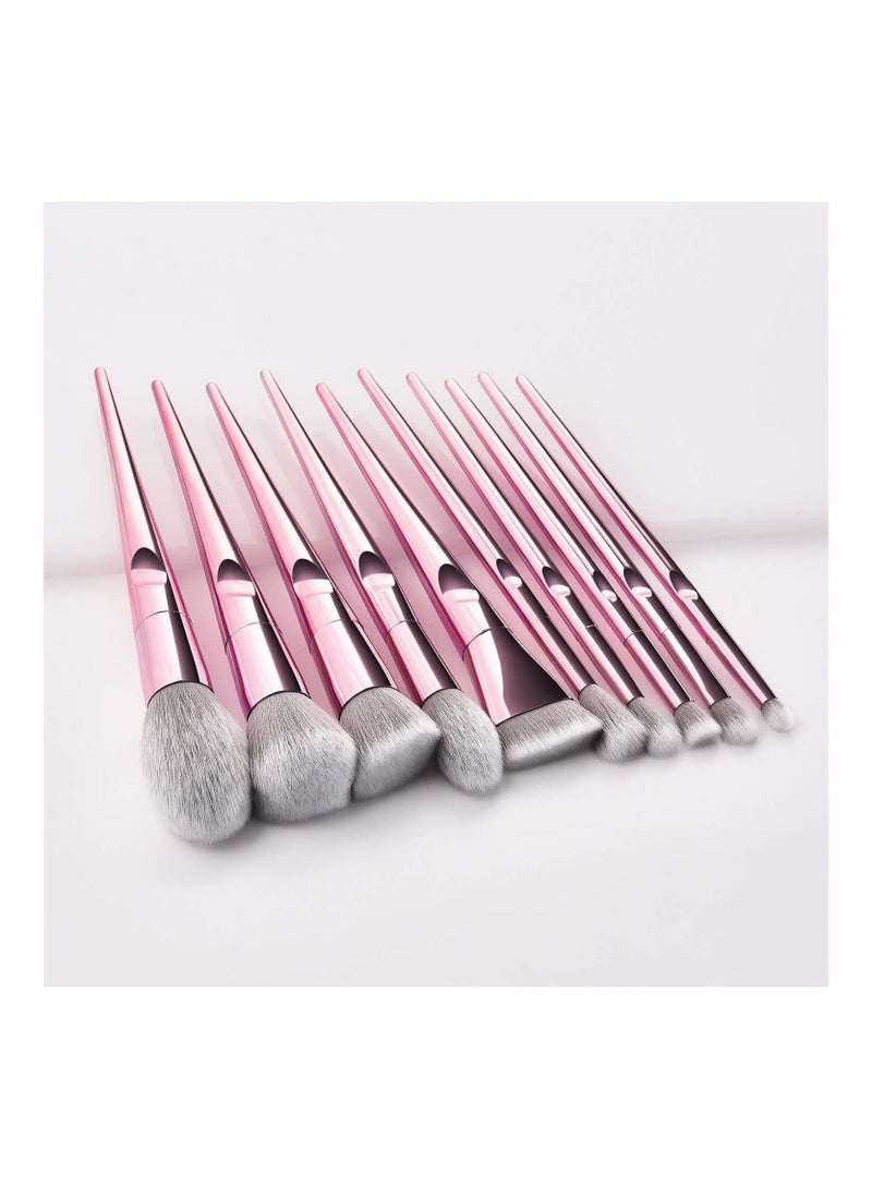 BLOOMING TIME 10-Piece Metal Makeup Multi use Brush Set Rose Gold - Image 4
