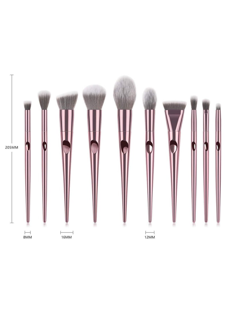 BLOOMING TIME 10-Piece Metal Makeup Multi use Brush Set Rose Gold - Image 2