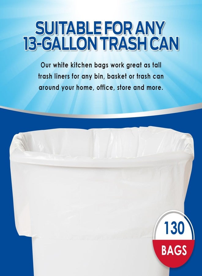 PAMI 13-Gallon Tall Garbage Bags [130-Pack, White] With Twist Ties - Unscented, Odor-Control Trash Can Liners - Strong Multipurpose Plastic Trash Bags For Kitchen, Bathroom, Office - Image 4