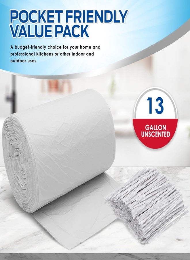 PAMI 13-Gallon Tall Garbage Bags [130-Pack, White] With Twist Ties - Unscented, Odor-Control Trash Can Liners - Strong Multipurpose Plastic Trash Bags For Kitchen, Bathroom, Office - Image 2