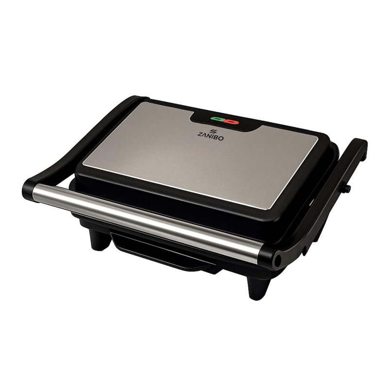 Zanibo Electric Panini Press Grill, 1500W, Floating Hinge for Grilling, Opens Flat for BBQ Mode, Multipurpose Usage - Sandwich Maker, Griller,Burger, Grill Sandwich Maker 1-Year Warranty | Black - Image 1