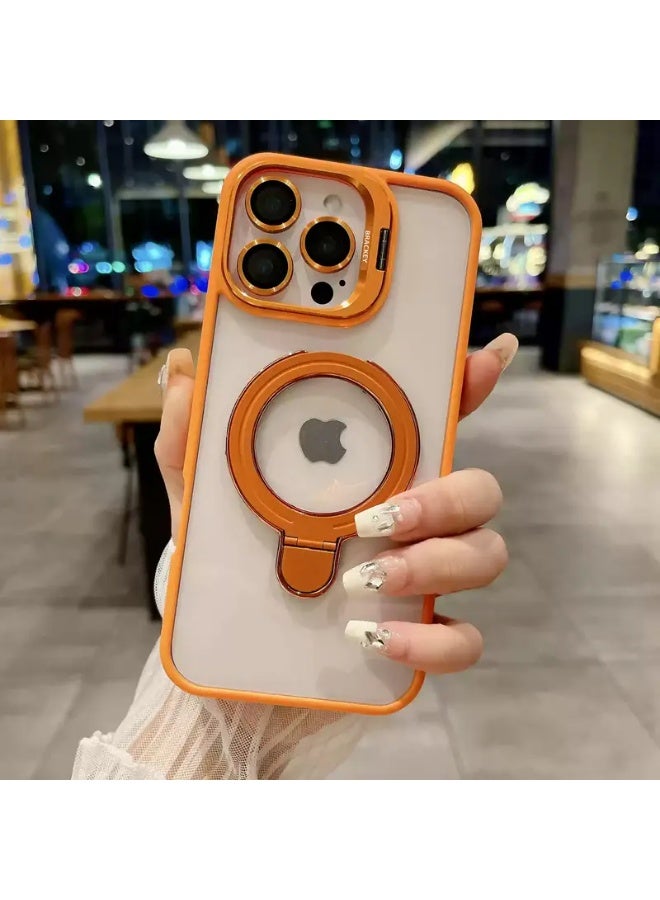 Temu Luxury phone case with elegant and distinctive design, dual design, wireless charging, equipped with a circular holder to hold the phone, compatible with iPhone 16 Pro