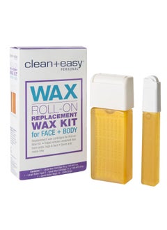 Clean + Easy Clean + Easy Roll-On Wax Kit For Face & Body, Wax Cartridge Refills, Replacement Kit 