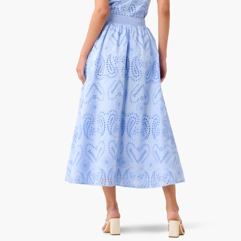 2Xtremz 2Xtremz Schiffli Embroidered Midi Skirt