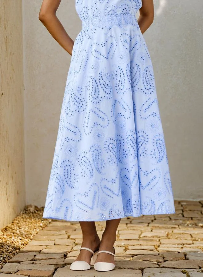2Xtremz 2Xtremz Schiffli Embroidered Midi Skirt