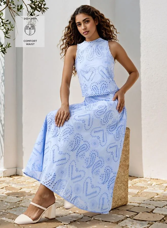 2Xtremz 2Xtremz Schiffli Embroidered Midi Skirt