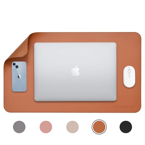 AROPANA Anti-Slip Extended Mouse Pad | PU Vegan Leather Desk Mat | Large Computer Desk Protector Pad with Suede Base for Keyboard, Laptop, Office & Home (60x35CM, Brown) - Image 1