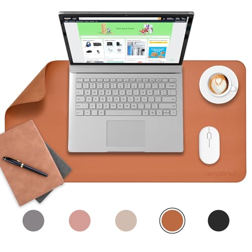 AROPANA Anti-Slip Extended Mouse Pad | PU Vegan Leather Desk Mat | Large Computer Desk Protector Pad with Suede Base for Keyboard, Laptop, Office & Home (60x35CM, Brown) - Image 2