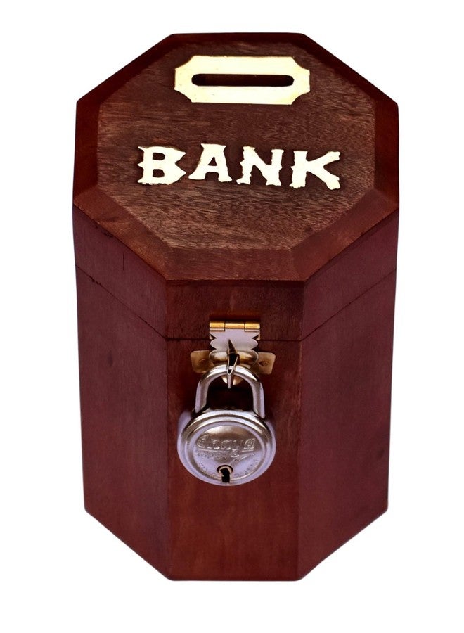 Timber Revival Co Wooden Money Box with Lock | Handmade Coin Bank, Piggy Bank for Kids, Donation Box, Wooden Gulak, Antique Money Box, Savings Box by Timber Revival Co.® - Image 1
