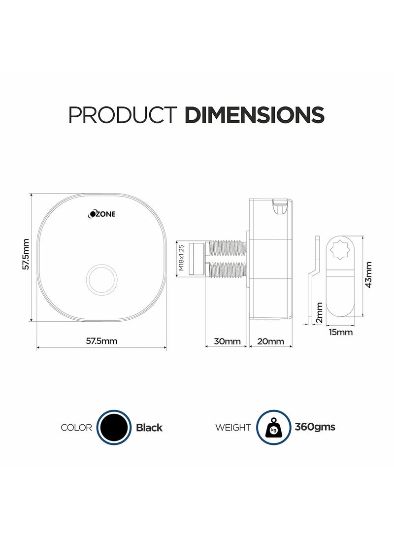 Ozone Ozone Fingerprint Lock Compact Round and Handy Access RFID Locking System Smart Furniture Lock Black FINGERPRINT  - Image 4