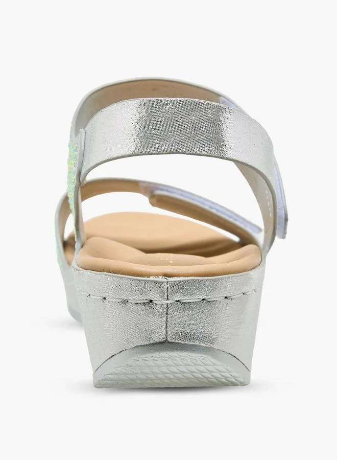Le Confort SILVER Women Embellished Hook & Loop Sandals Ramadan Collection for Women | Best Price UAE