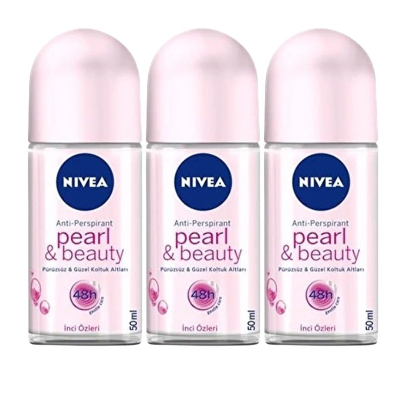 Nivea Women Deodorant Roll On Pearl & Beauty Pack of 3 | 50ml (1.69 fl oz) - Image 1