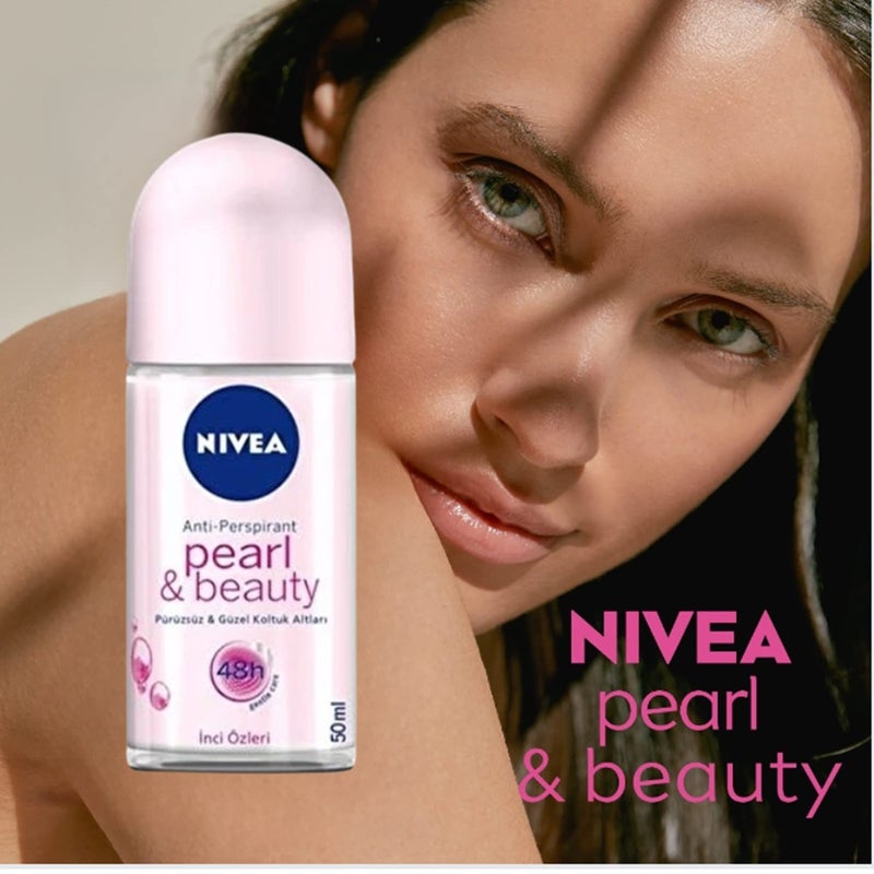 Nivea Women Deodorant Roll On Pearl & Beauty Pack of 3 | 50ml (1.69 fl oz) - Image 2