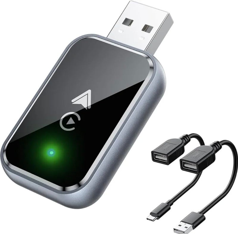 HB PLUS محول وايرلس CarPlay 2 في 1 لهواتف iPhone/Android تحويل من سلكي إلى وايرلس، حجم صغير مع كابل تمديد USB و USB-C/Type-C، تحكم مستقر وبدون تأخير، أسود - Image 2