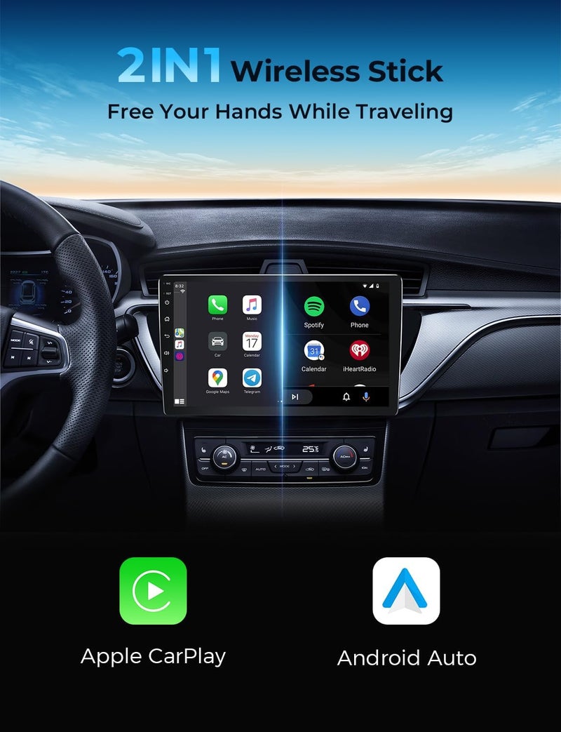 HB PLUS محول وايرلس CarPlay 2 في 1 لهواتف iPhone/Android تحويل من سلكي إلى وايرلس، حجم صغير مع كابل تمديد USB و USB-C/Type-C، تحكم مستقر وبدون تأخير، أسود - Image 4