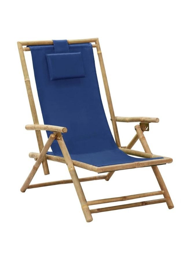 vidaxl vidaXL Reclining Relaxing Chair Navy Blue Bamboo and Fabric  - Image 1