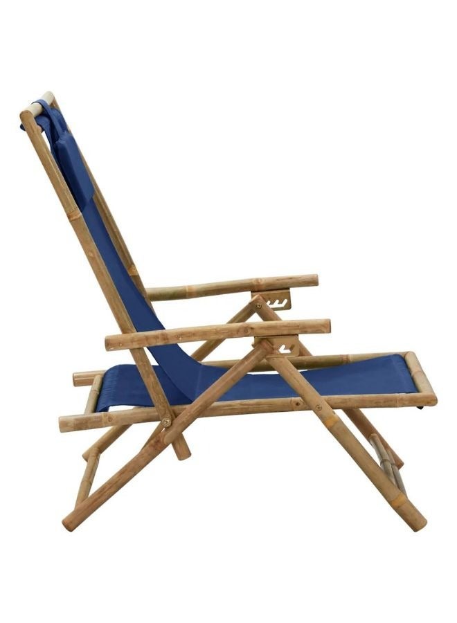 vidaxl vidaXL Reclining Relaxing Chair Navy Blue Bamboo and Fabric  - Image 2