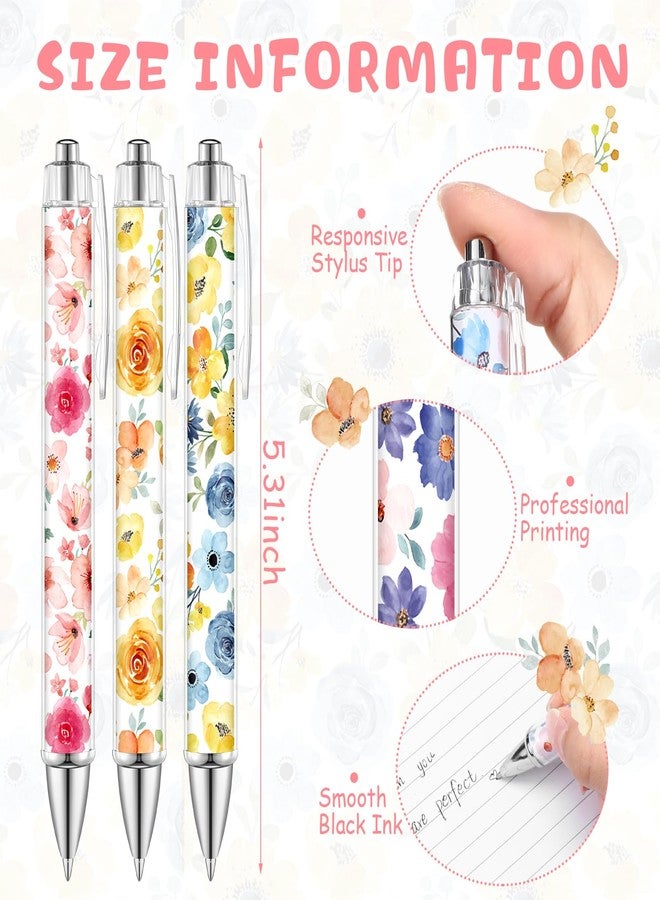 تيكيونايت أقلام حبر جاف مزينة بالزهور من تيك يونايت، 30 قلمًا، مثالية لحفلات أعياد الميلاد، للنساء، حبر أسود 1.00 مم، رأس رفيع، كتابة سلسة، مناسبة للكتابة اليومية، لوازم مكتبية - Image 2