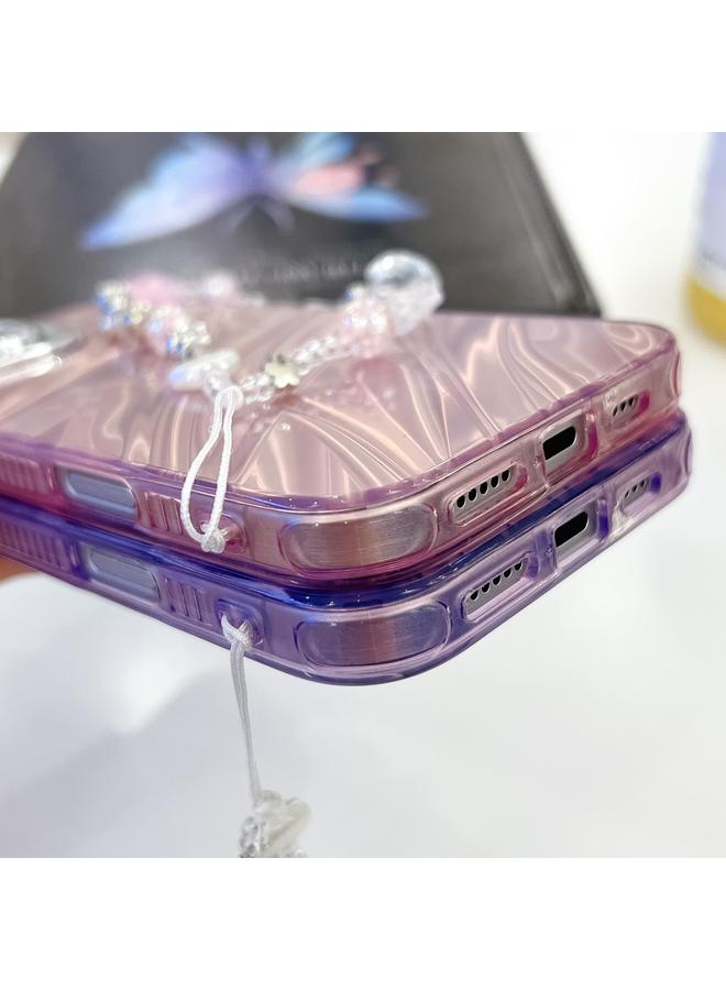 اس-توب جراب لهاتف iPhone 15 Pro مصنوع من مادة TPU مع حزام معصم لامع مع غشاء عدسة - Image 5