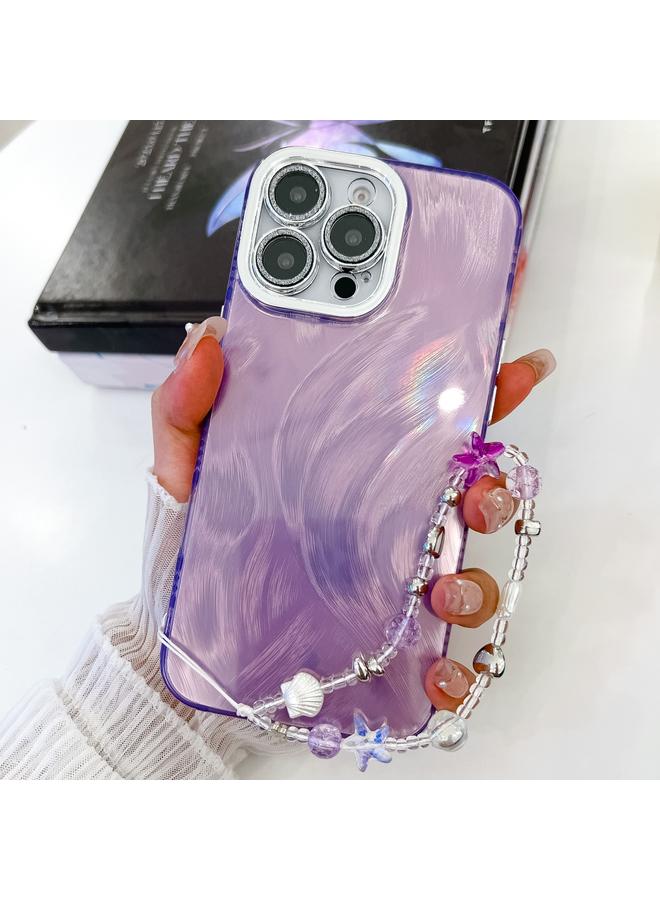 اس-توب جراب لهاتف iPhone 15 Pro مصنوع من مادة TPU مع حزام معصم لامع مع غشاء عدسة - Image 1