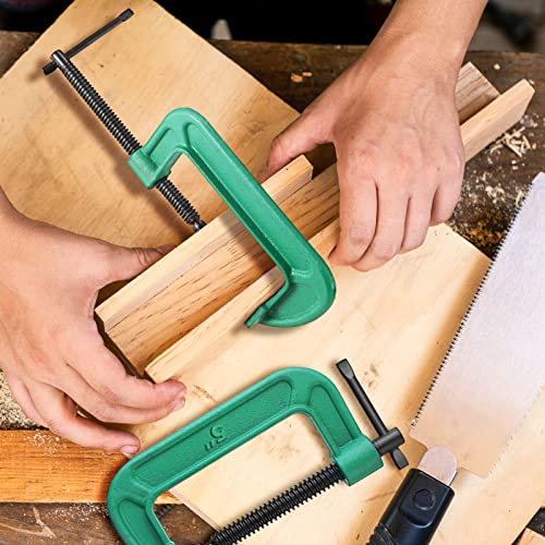 ZJoey 4 Pcs C Clamp Set 5 Inch Heavy Duty G-Clamps Automotive and Wood Working Clamps with Jaw Opening Sliding for DIY Carpentry Woodworking Welding and Building(5 Inch, Green) - Image 4
