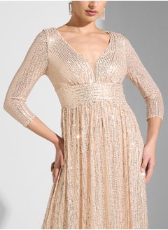 Sequin 3/4 Sleeve V-Neck  Dress - pzsku/ZAE8D6E07FF9A60C48796Z/45/_/1740455215/f587436f-906e-433c-b958-31caa2a9bc29