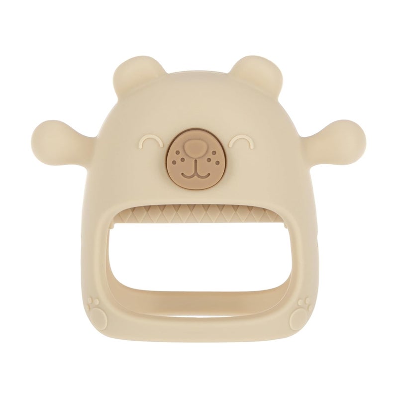 Nuby Silicone Wrist Teething Mitten  Baby Teether Ring  3 Months  Brown Bear - Image 1