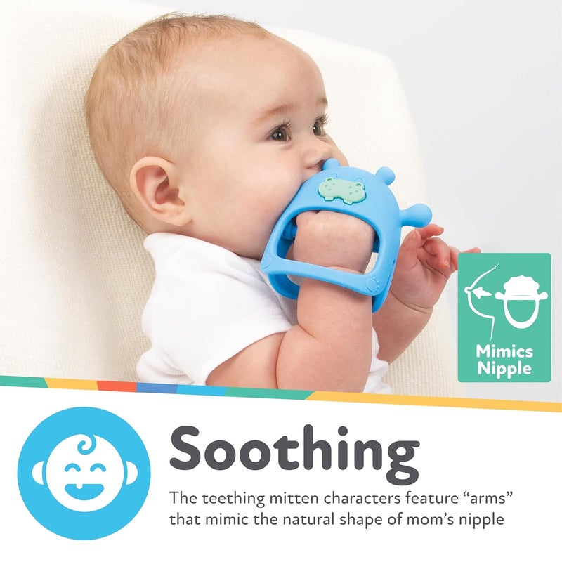 Nuby Silicone Wrist Teething Mitten  Baby Teether Ring  3 Months  Brown Bear - Image 2