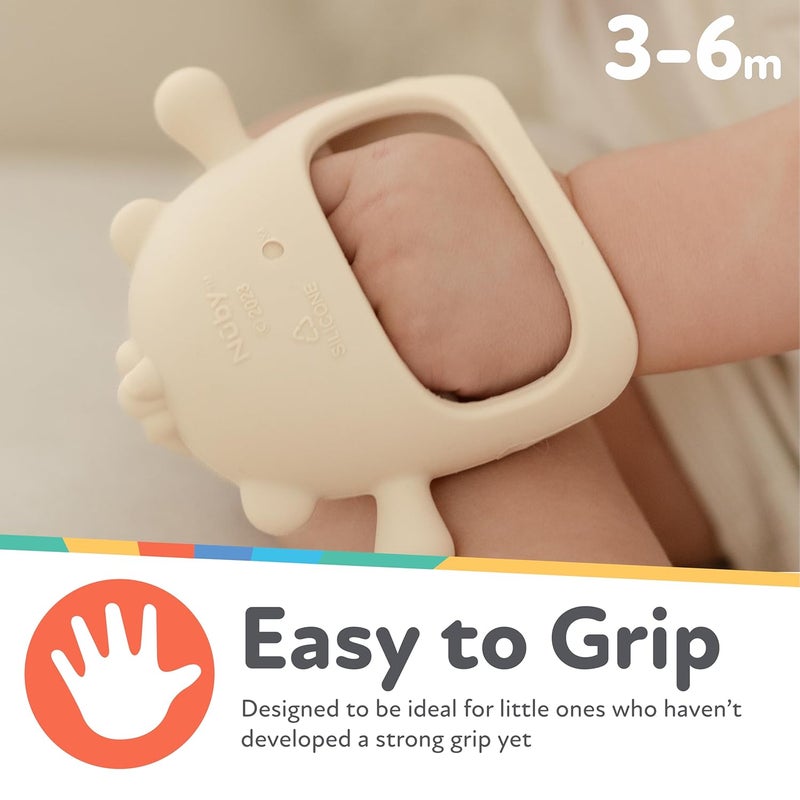 Nuby Silicone Wrist Teething Mitten  Baby Teether Ring  3 Months  Brown Bear - Image 3