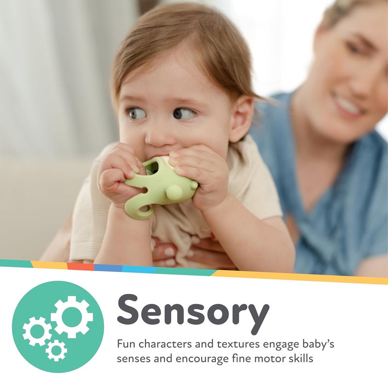 Nuby Silicone Wrist Teething Mitten  Baby Teether Ring  3 Months  Brown Bear - Image 4