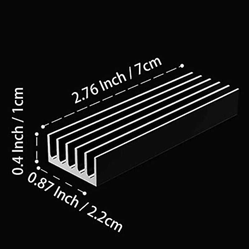 مجموعة المشتت الحراري للكمبيوتر المكتبي SSD 2280 M.2 مع وسادة حرارية، هيكل من الألومنيوم باللون الأسود، أبعاد 22x70x10 ملم، تتضمن وحدتين - Image 3