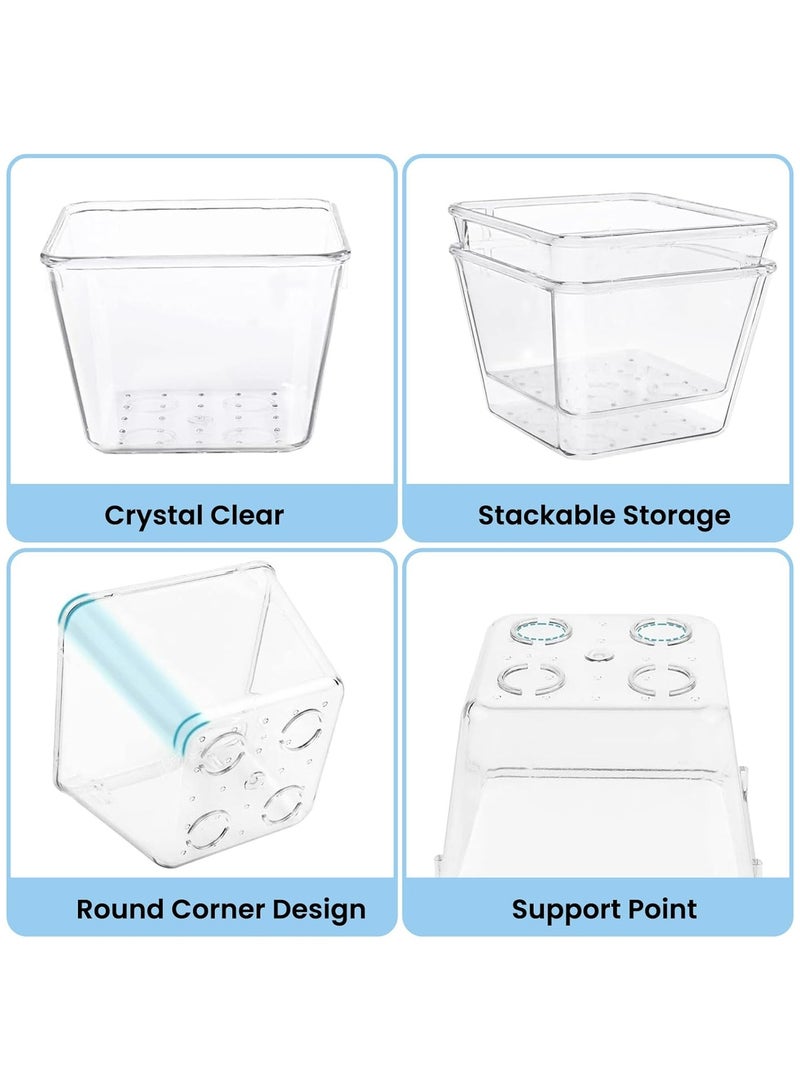 ZIMNEST Clear Plastic Drawer Organizers Set 16 PCS, 5 Sizes Versatile Storage Bins for Makeup, Bathroom, Vanity, Bedroom, Kitchen Utensils, Office Supplies, Daily Use and Home Organization - Image 3
