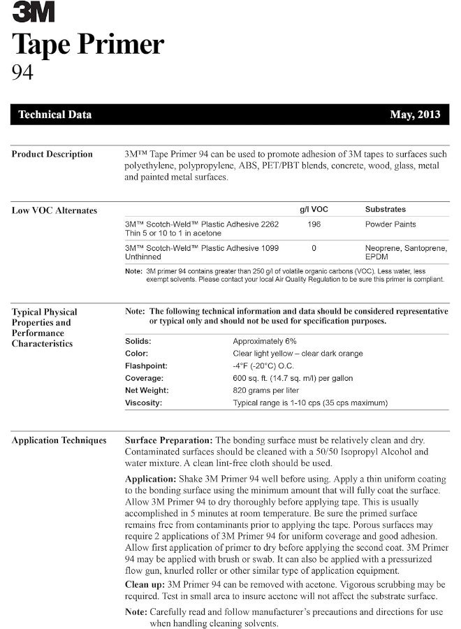 ESI Pen Containing 3M Primer 94 - Tape Primer Adhesion Promoter .47fl oz / 14mL with Valve Action Reversible Applicator Tip - Image 1