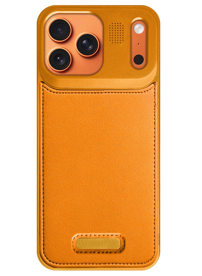 CATANES 3 Packs Leather Aluminum Alloy Metal Case for iPhone 17 Pro Max - with Aromatherapy and MagSafe with Two 3D Screen Protectors - Cosmic Orange - Image 2