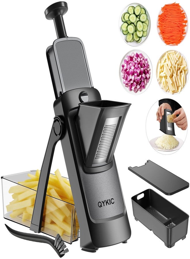 QYKIC 2026 Upgrade Safe Mandoline Slicer,Vegetable Chopper,Potato Slicer, Onion Chopper with Drain Basket Storage Container, Cheese Grater Kitchen Chopping Artifact (Black) - Image 1