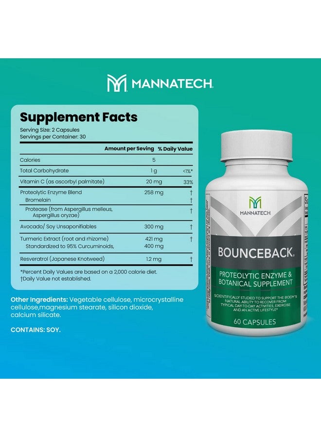 Mannatech BounceBack by Mannatech with Proteolytic Enzyme Blend, Phytosterol Blend and Turmeric Extract Supports Optimal Joint & Cartilage Health, 60 Capsules - Image 2