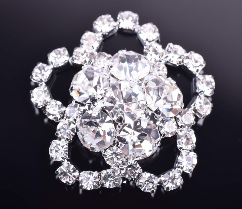 KAOYOO 10Pcs Crystal Rhinestone Flowers Embellishments Buttons,Sew on Buttons for DIY,Decoration(23mm) - Image 2